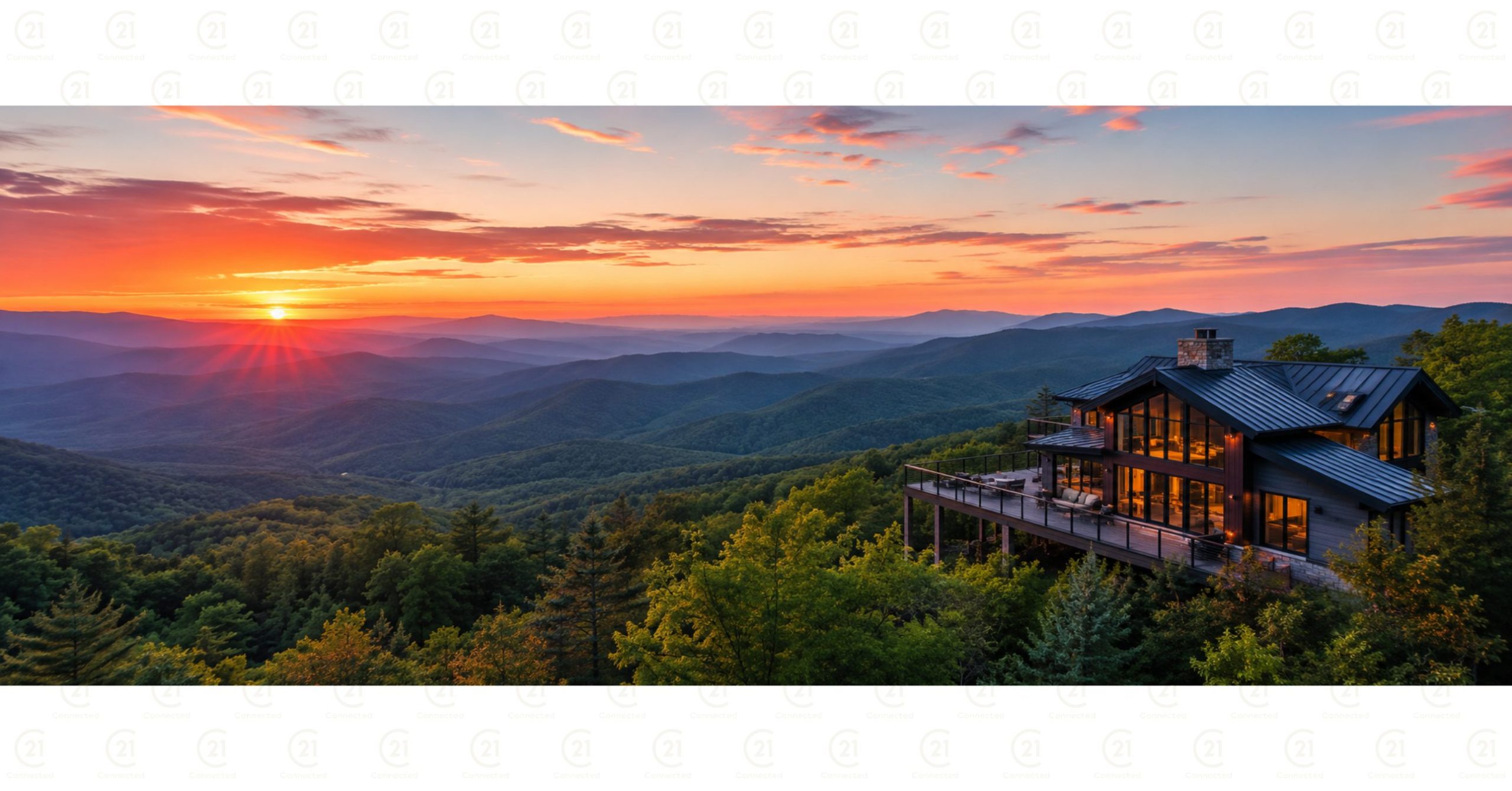 Scenic Western North Carolina mountain view with a luxury residential home.
